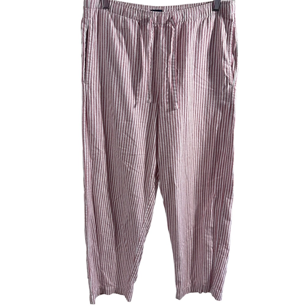 GapBody Pajama Pants Womens Small Red White Striped Cotton Drawstring Pockets